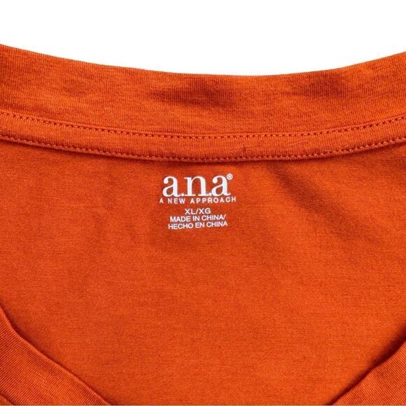 a.n.a Womens V Neck Short Sleeve T-Shirt Orange Sunset Size XL - Picture 4 of 9